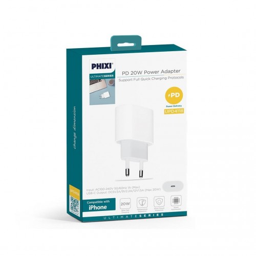 Phixi UPD4118 Ultimate 20W Hızlı Şarj Adaptörü